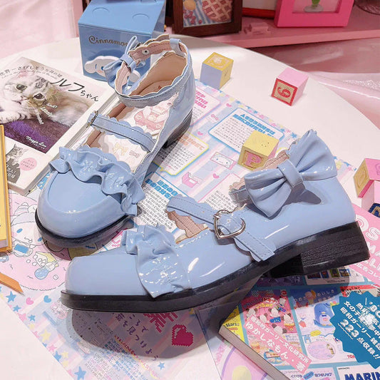 Ruffled Bowknot Mary Janes - Kawaii Lolita Shoes