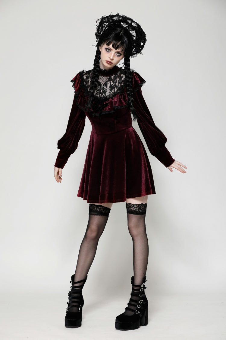 Scarlet Crochet Velvet Gothic Graduation Gown