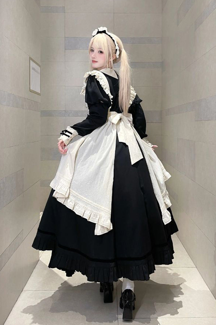 Black Maid Collar Ruffled Short Sleeve Classic Lolita Dress