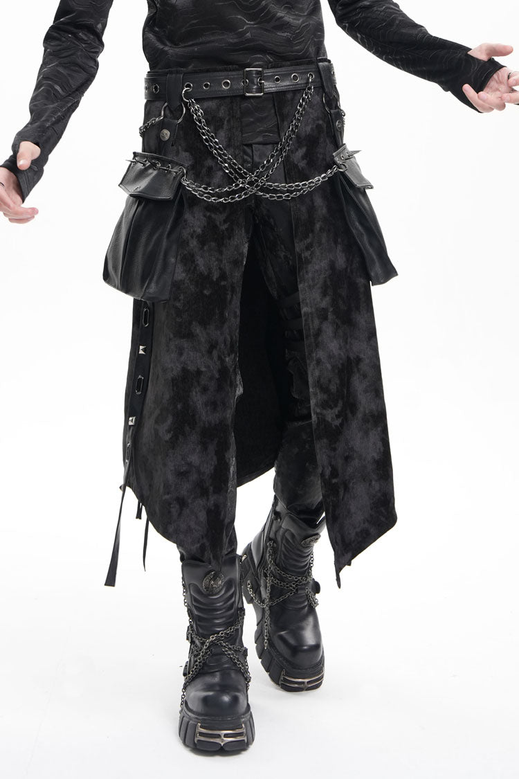 Men's Gothic Skirt with Rivet Buckle and Chain Detail