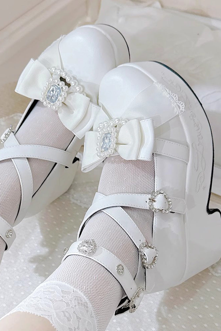 Declaration Of First Love Embroidery Bowknot Sweet Jirai Kei Platforms - 4 Colors