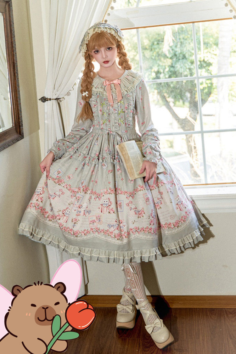 Floral Ruffle Plus Size Dress - Elegant Lolita