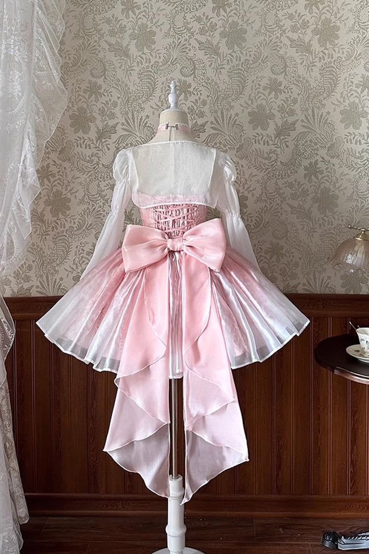 Blush Sleeveless Ruffle Bow Sweet Princess Corset Bridesmaid JSK Dress