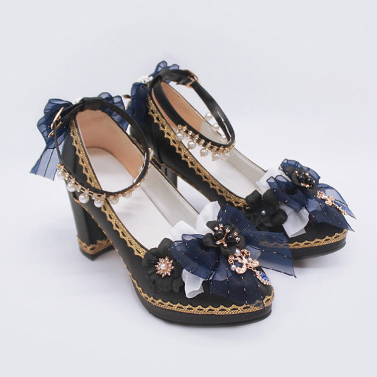 Ribbon Lace Girly Lolita High-Heels - 6 Shades