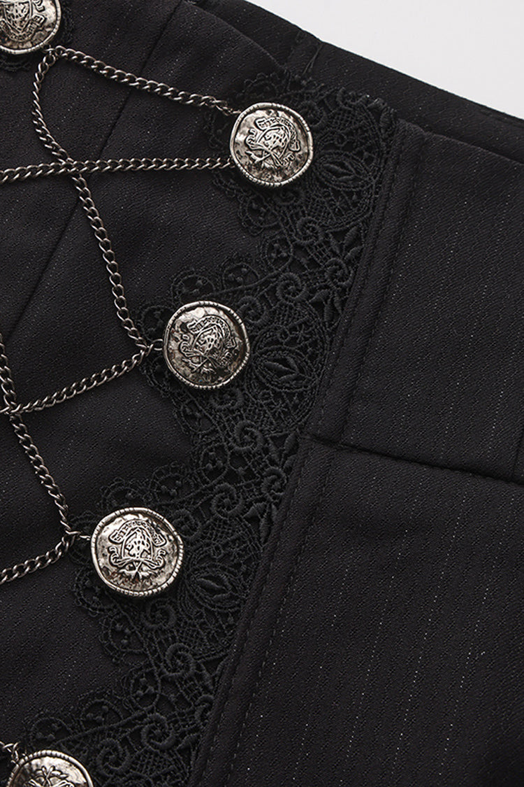 Elegant Ouji Lolita Pants with Chain Cross Embroidery, Double-Breasted Prince Style
