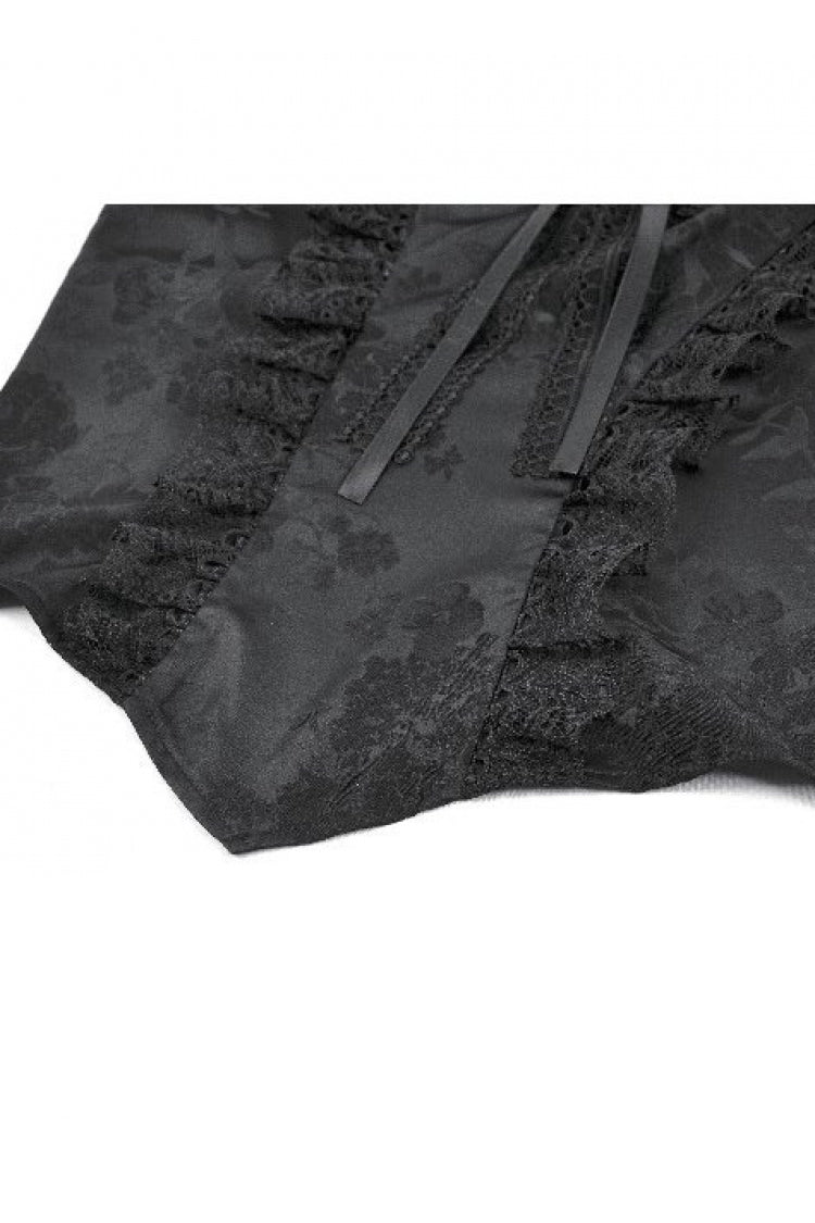 Jacquard Rose Sweetheart Neckline Lace Trim Cut-Out Gothic Corset Top for Women