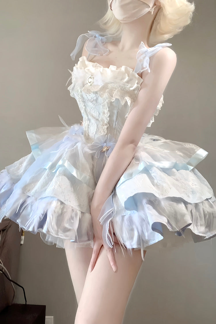 Wings Arrival Multilayer Ruffle Ballet Sweet Elegant Lolita Jumper Dress 3 Colors