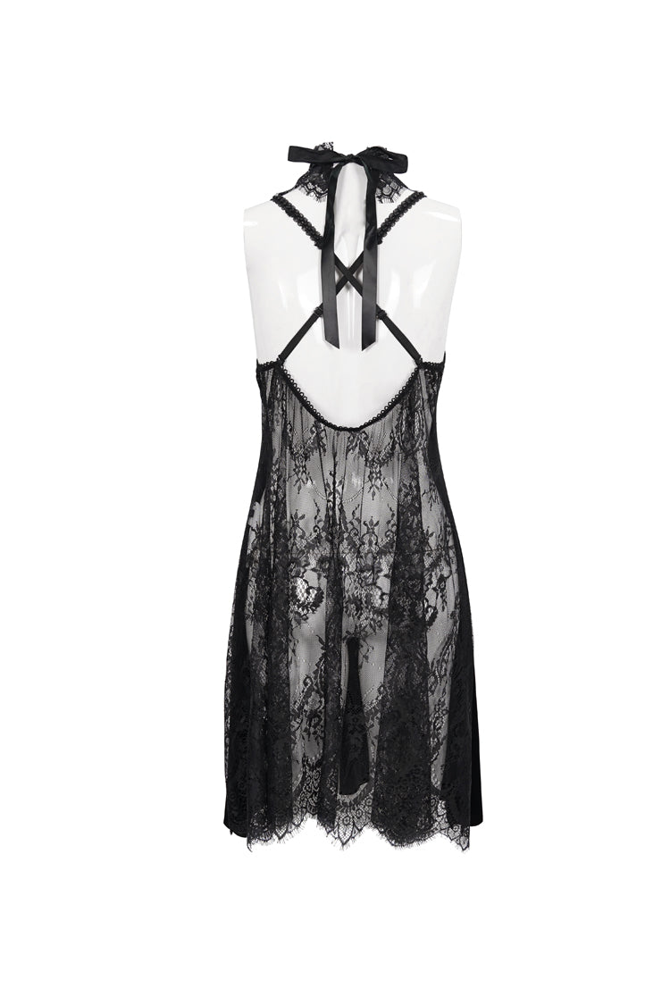 Turtleneck Lace Slit Velvet Sexy Gothic Dress
