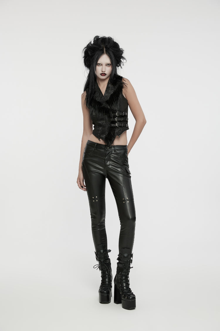 Detachable Jacquard Lace-Up Gothic Sleeveless Vest
