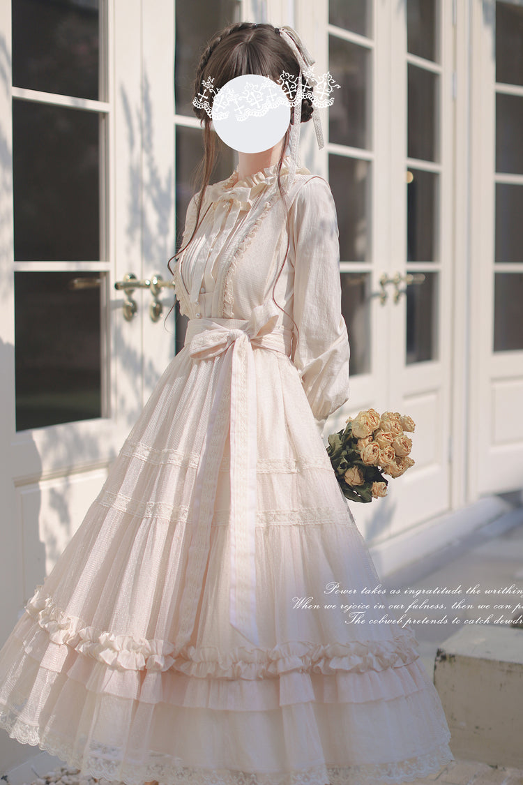 Ivory Sleeveless Ruffled Lace Japanese Elegant Lolita Jumper