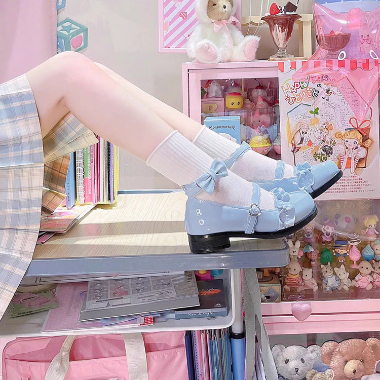 Ruffled Bowknot Mary Janes - Kawaii Lolita Shoes