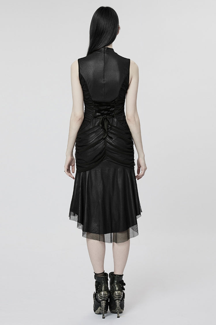 Slim Fishtail Mesh Sleeveless Gothic Dress