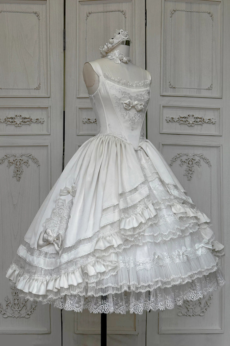 Ivory Rose Promise Multi-Tier Ruffle Front Bow Opulent Lolita JSK Set