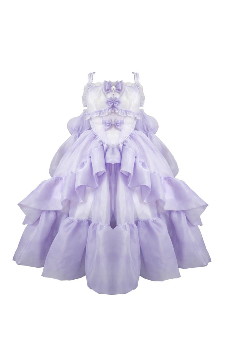 Fall Into The Purple Galaxy Violet Gradient Ruffle Cardigan Bowknot Plus Size Princess Lolita JSK - Fall Into The Purple Galaxy