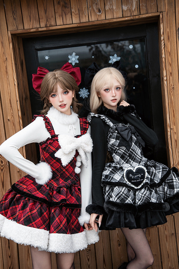 Letters Poems Snowy Night Serenade Triple-Layered Print Ruffle Bowknot Sweet Lolita Jsk Dress Set