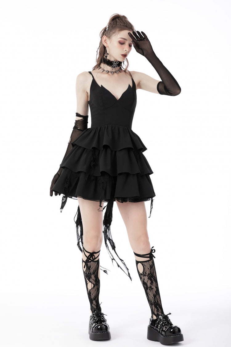 Umbra Punk Slip Dress with Layered Lace-Up and Strapless Cut