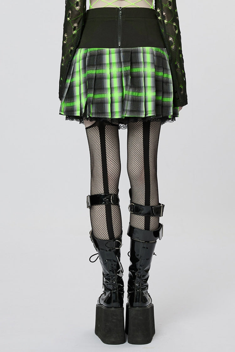 Steampunk Pleated Skirt with Ruffle and Lace