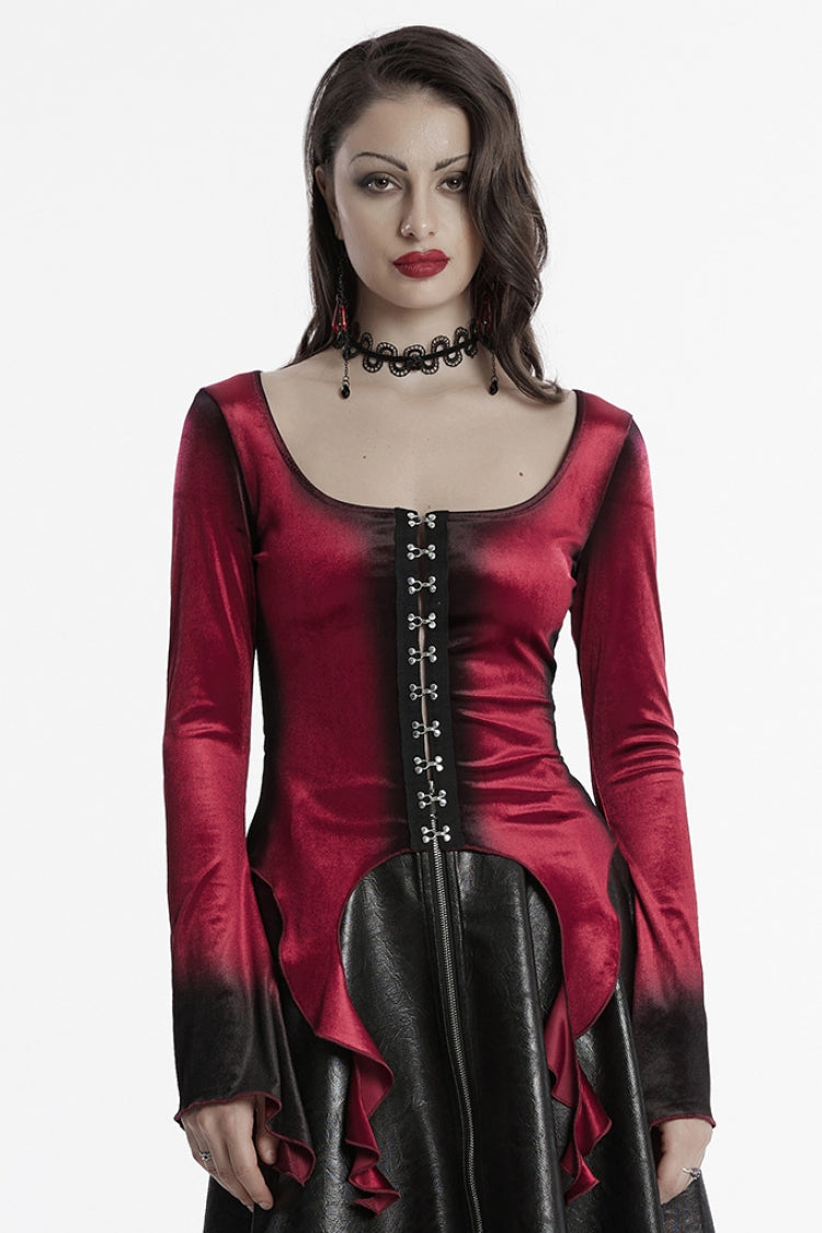 Scarlet Gradient Irregular Gothic Blouse