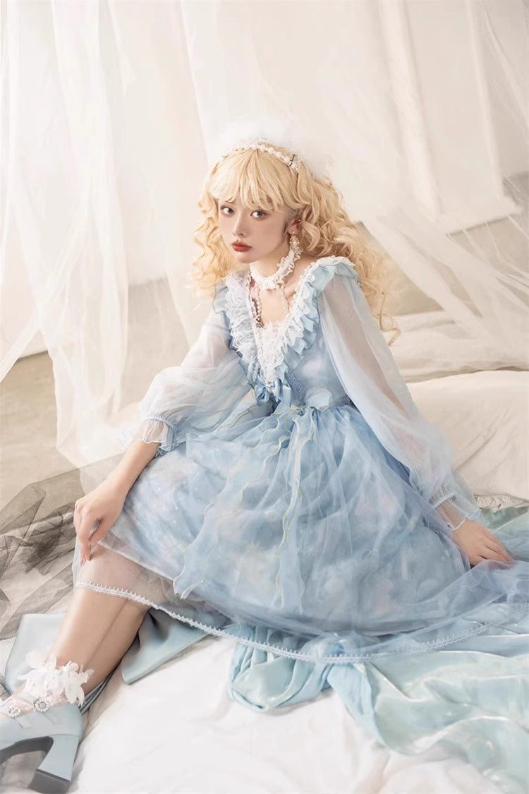 Planet Butterfly Printed Gothic Lolita Dress - Bowknot Classic