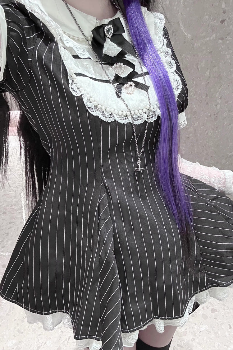 Gothic Japanese Dress Set with Rabbit Ears and Doll Collar - Moonlight Whispers, 2 Colors