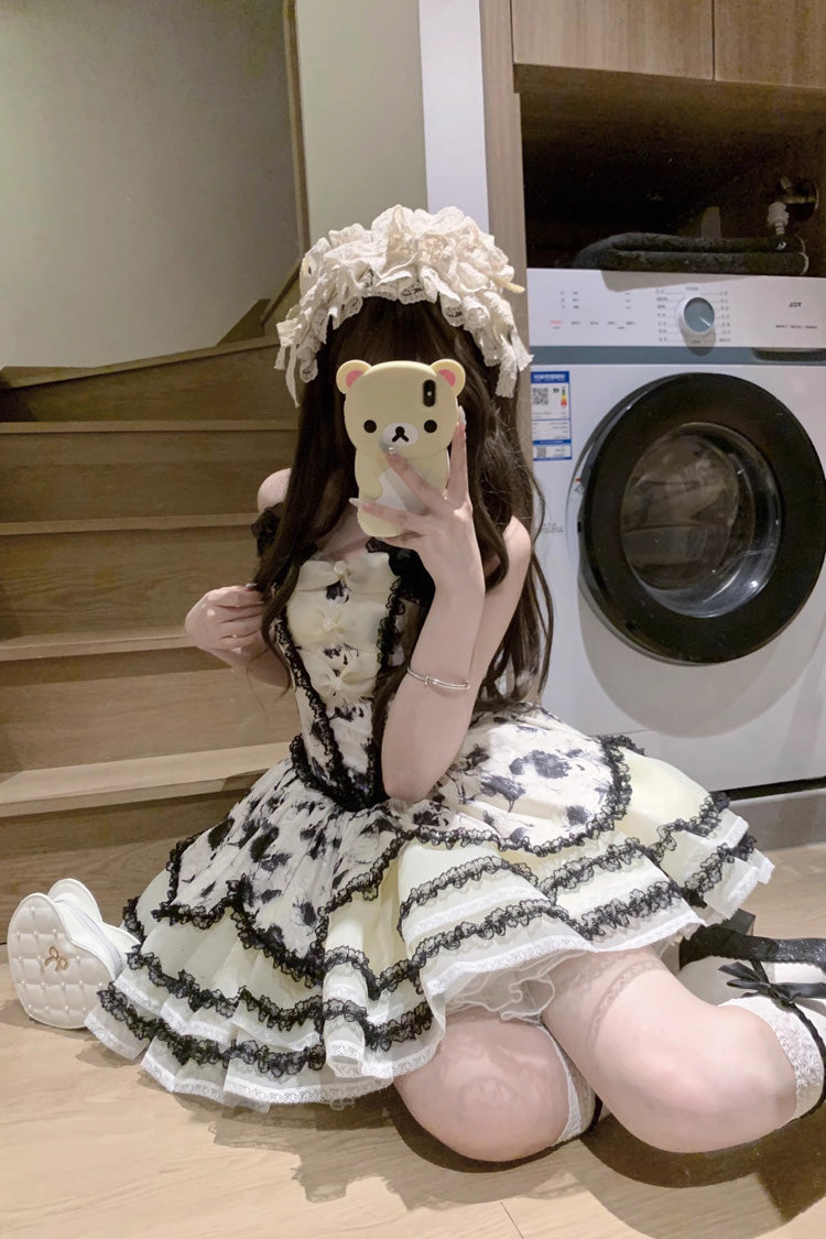 Jasmine Rain Print Stitching Lace Sweet Lolita JSK Dress in Six Colors