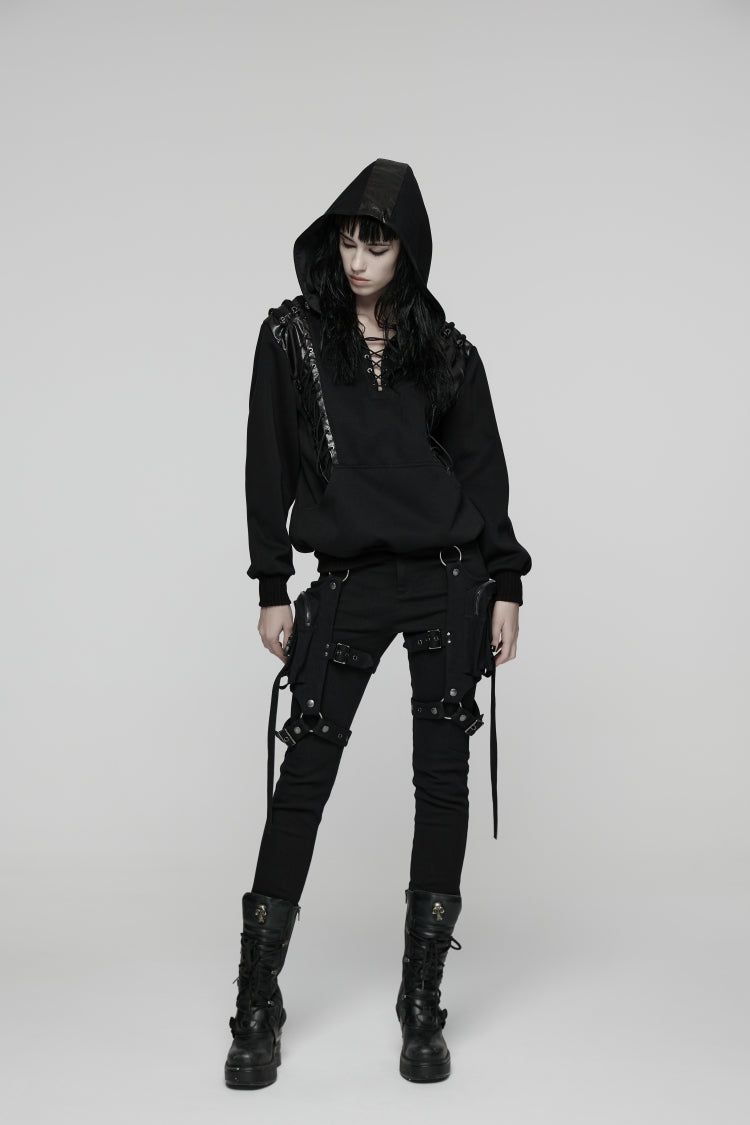 Detachable Eyelet Military Punk Trousers for Women