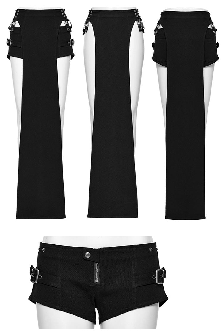 Punk Removable Shorts with Buckle and Rivet Details