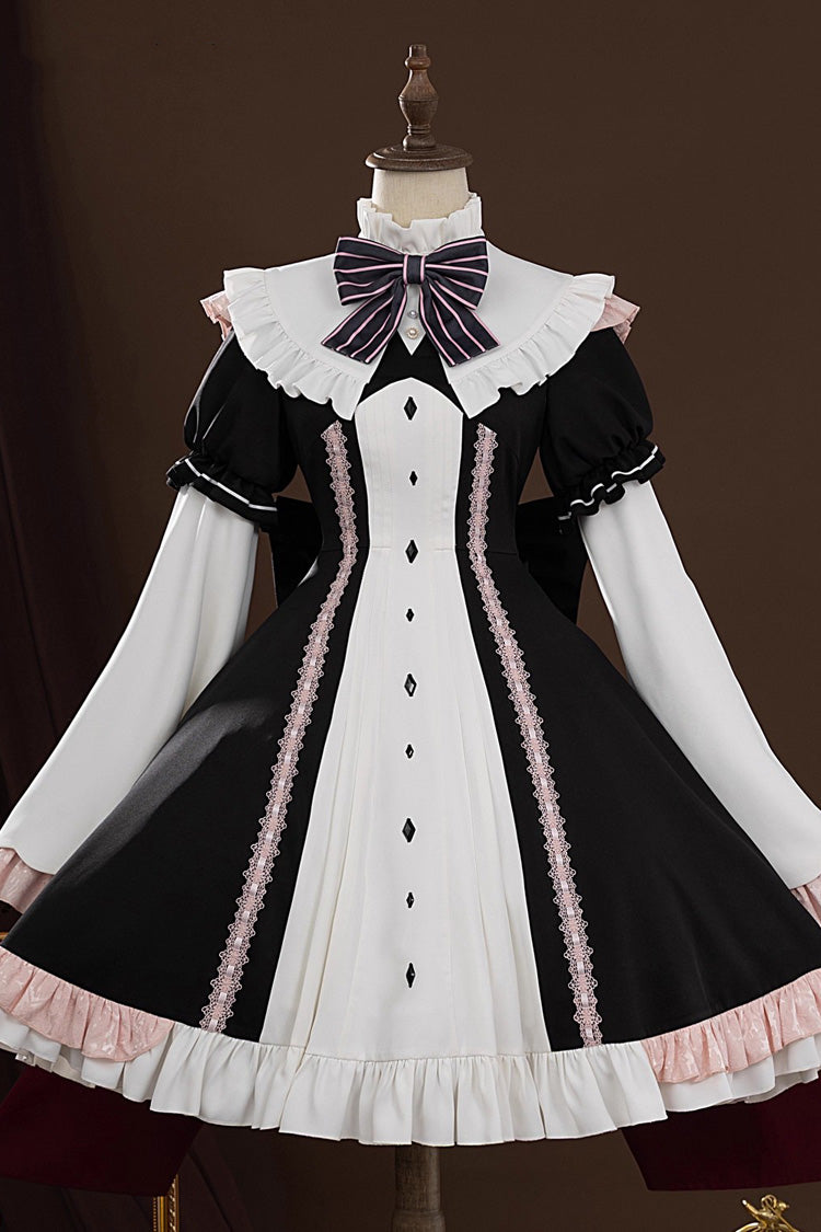 Long-Sleeved Ruffled Cardigan Bow Lace Hooded Gothic Lolita Dress Set
