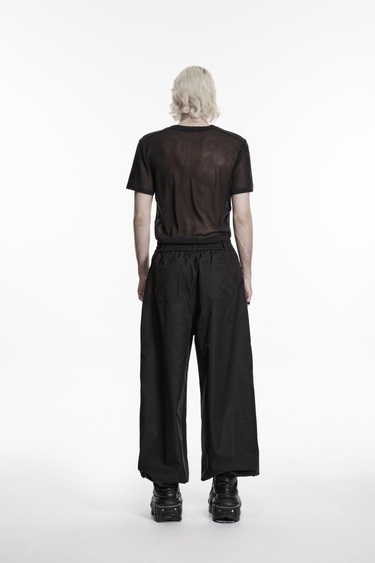 Men's Gothic Tapered Trousers with Pleats, Black