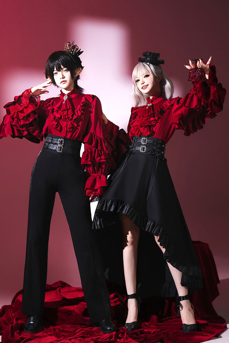 Noir Long-Sleeve Ruffled Ouji Skirt and Blouse - Day and Night Song