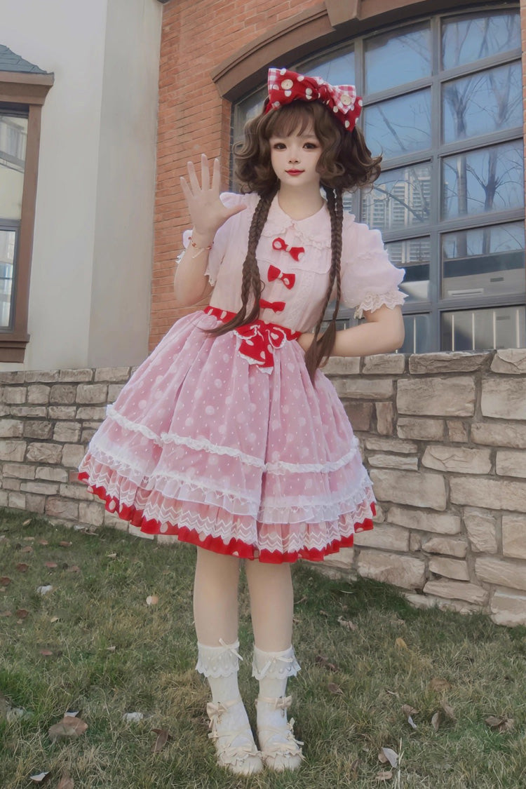 Printed Ruffled Bow Sweet Lolita Skirt