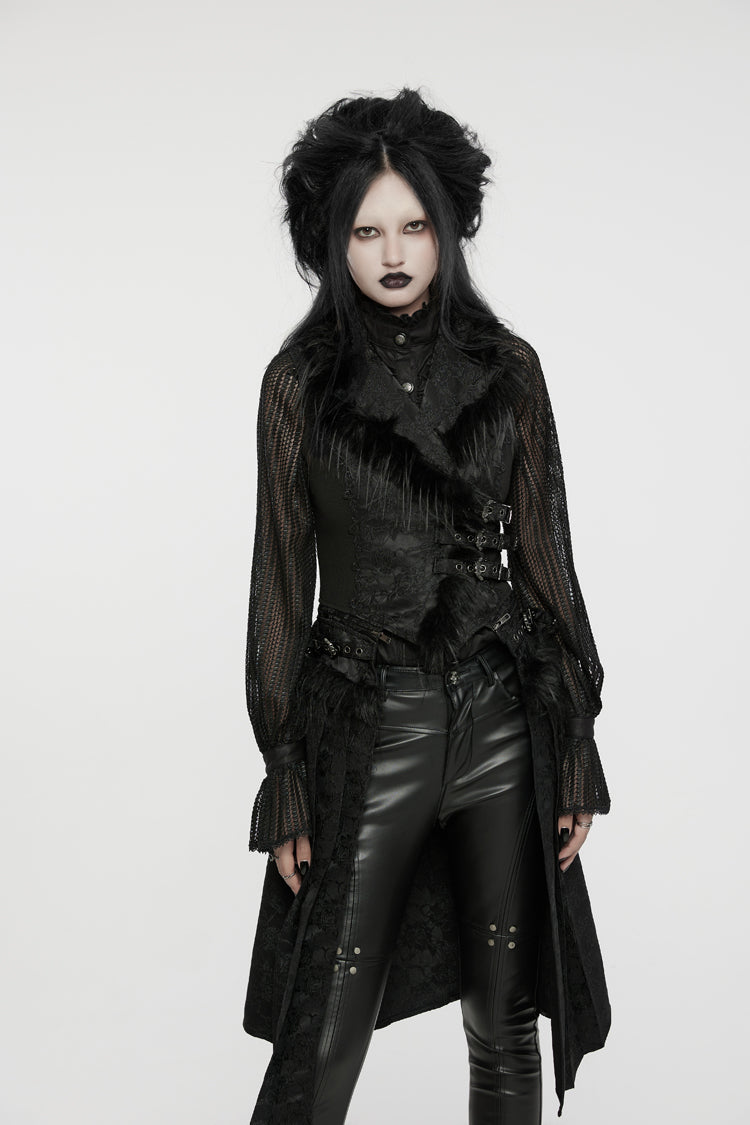 Detachable Jacquard Lace-Up Gothic Sleeveless Vest