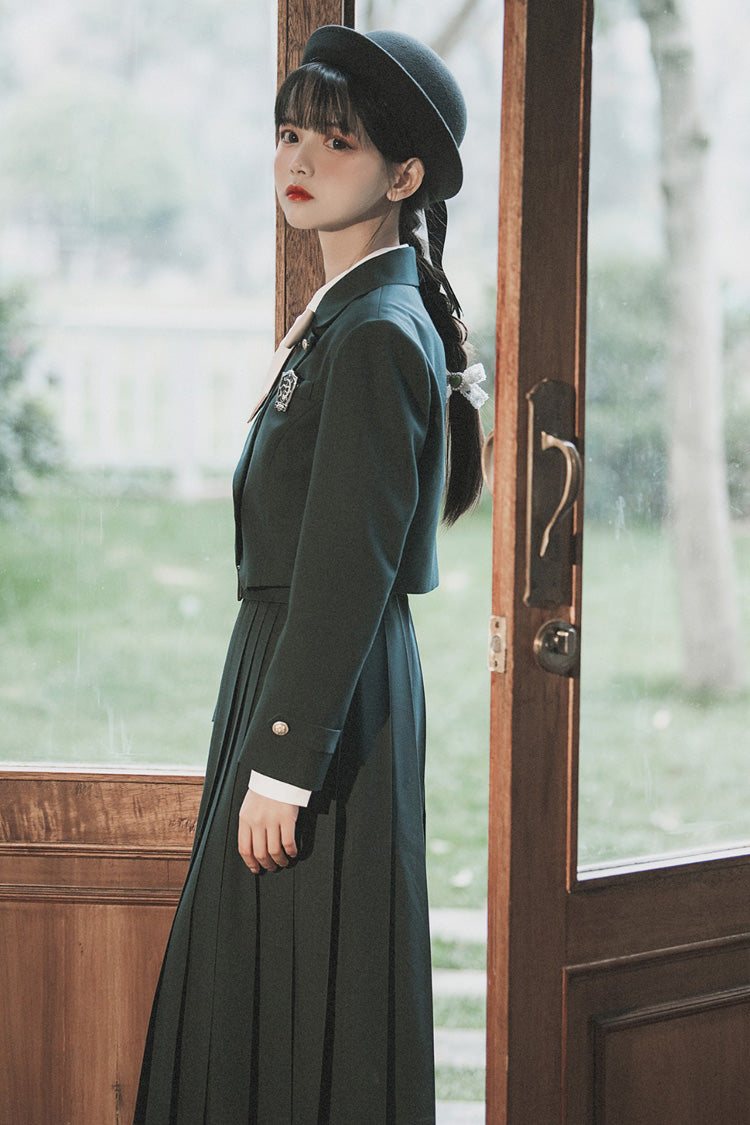 Green Artemis Collegiate Elegant Lolita Jumper Dress