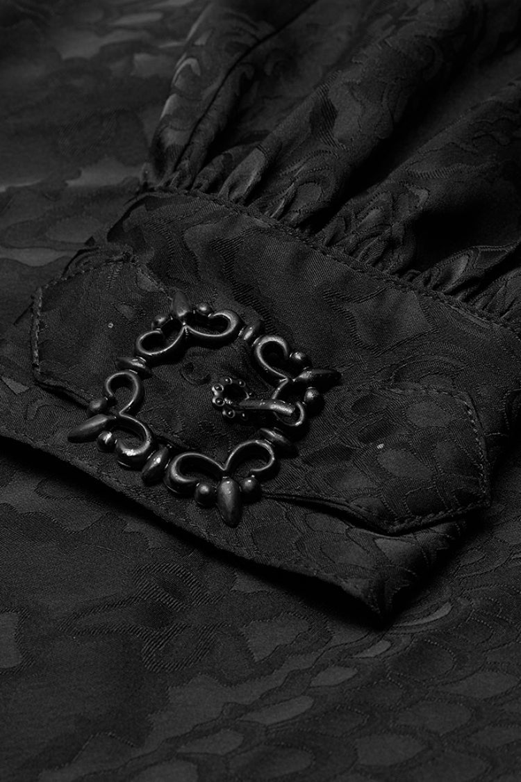 Gothic Men's Shirt with Eyelets and Metal Cuffs