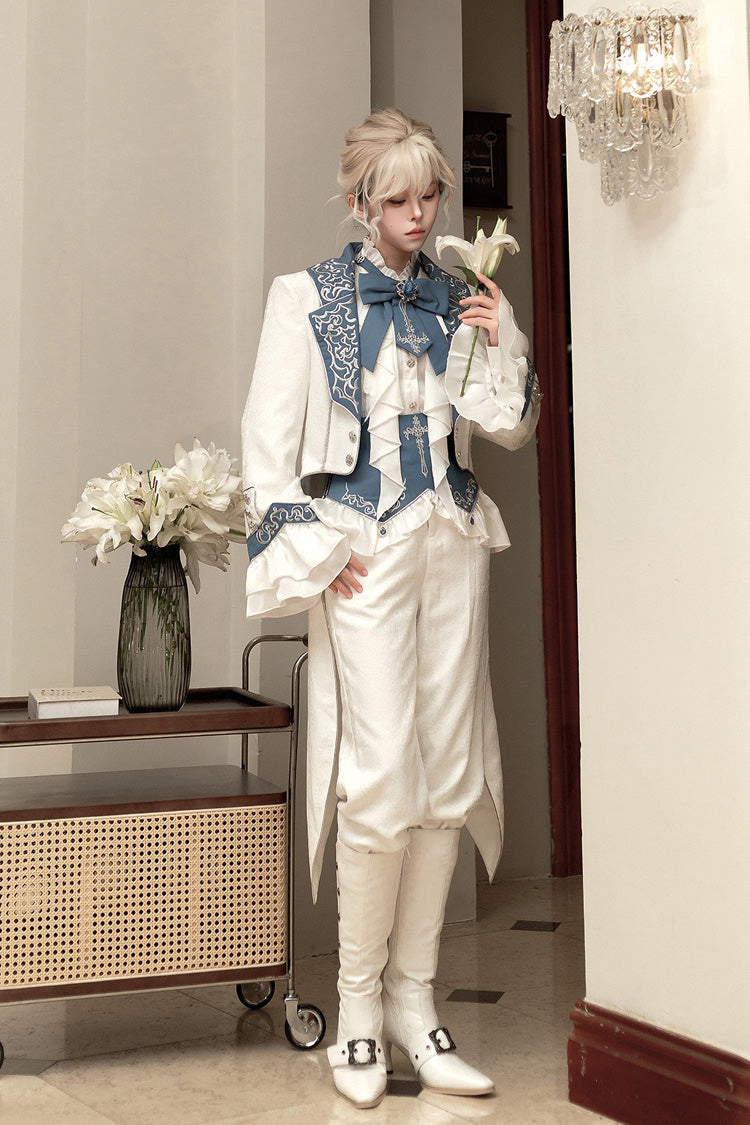 Ivory Moonlit Paladin Prince Ruffle Embroidery Bow Classic Ouji Set