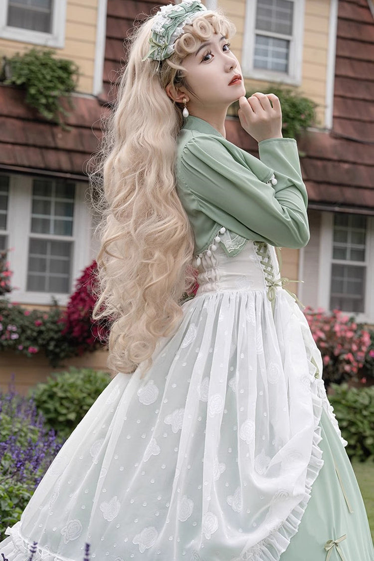 Jade Multi-Tier Hanayome Lace-Up Plus-Size Sweet Lolita JSK (Long)