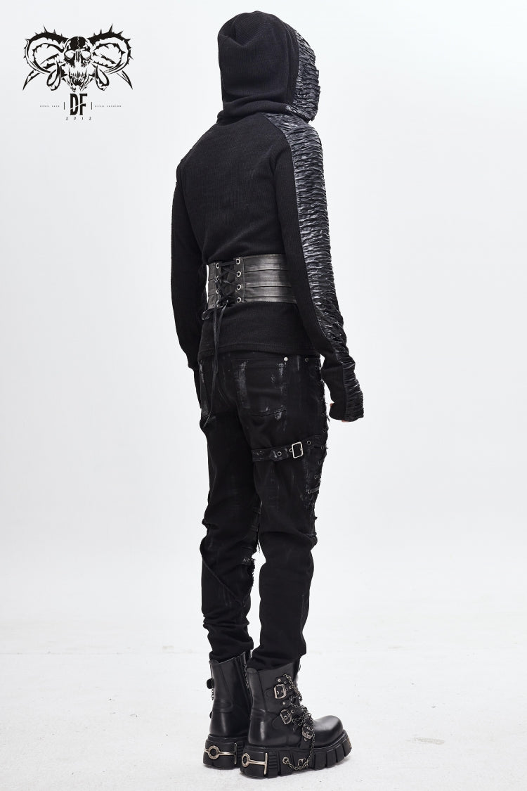Men's Punk Faux Leather Belt with Lace-Up Detail
