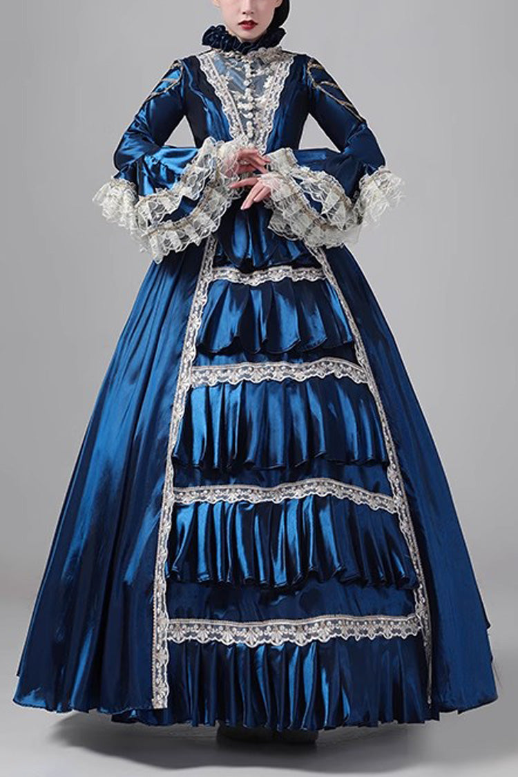 British Embroidered Medieval Victorian Gown - Vintage Court Style