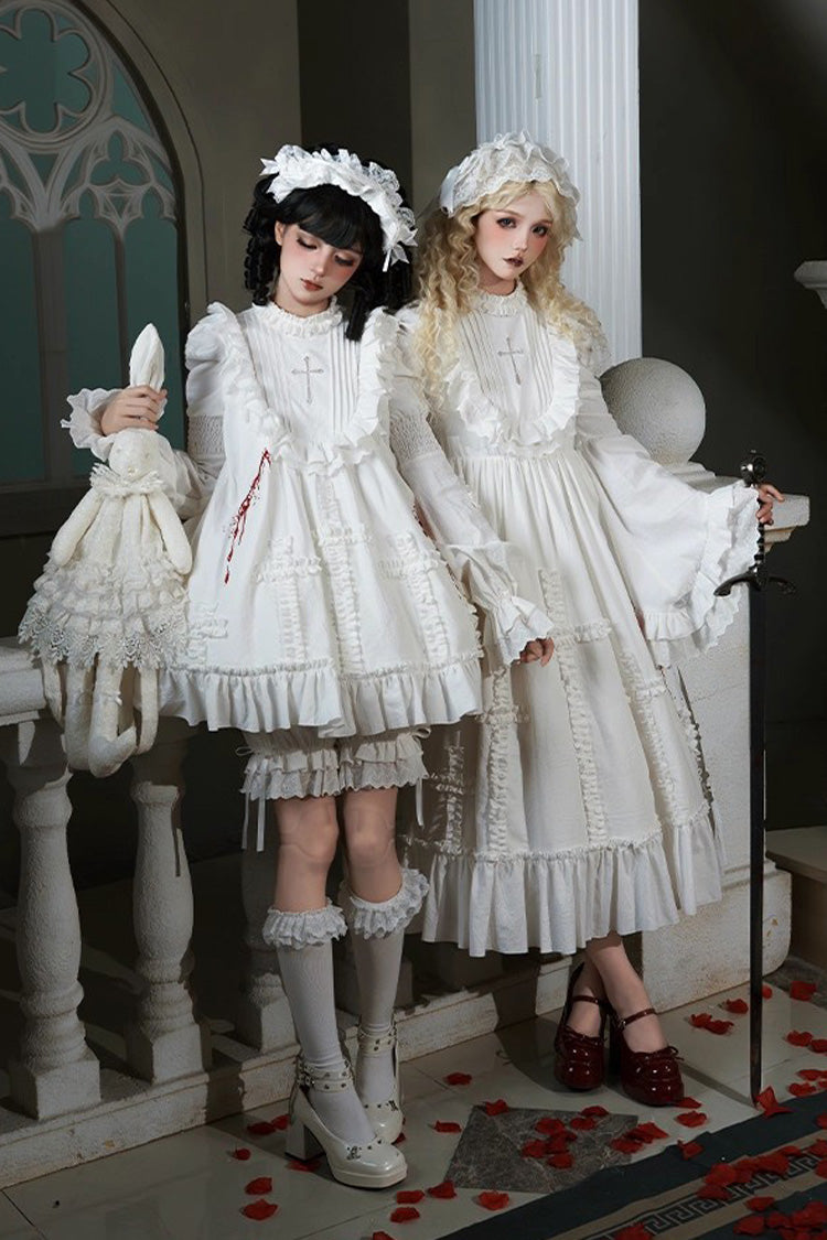 Ivory Gothic Dress Set with Hime Sleeves and Lace - Cross Doll