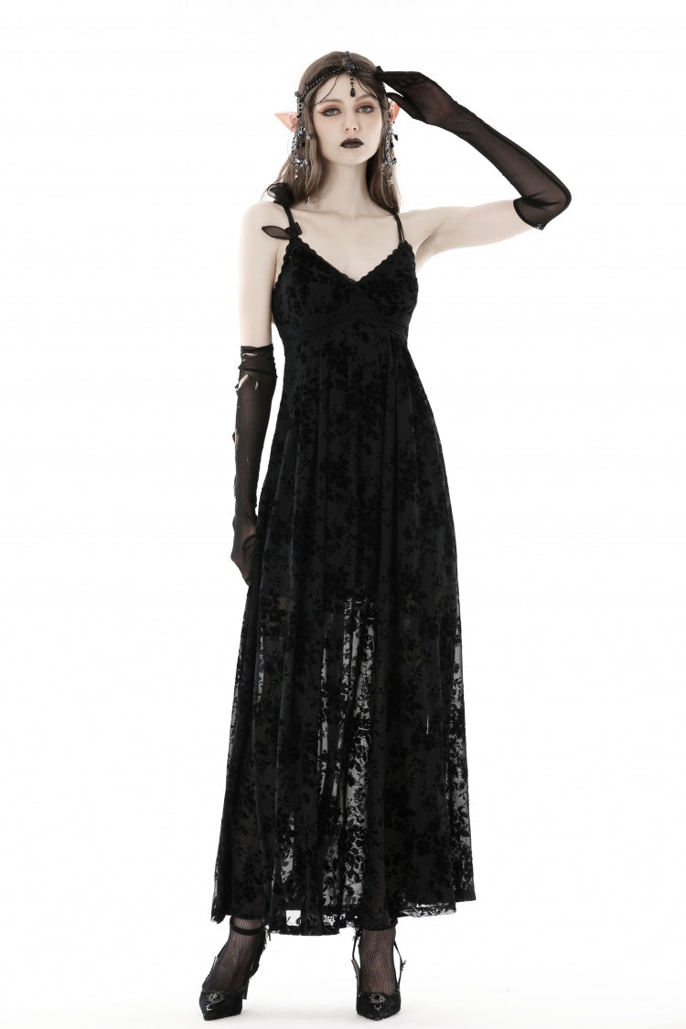 Sleeveless Lace Gothic Maxi Rose Slip Dress