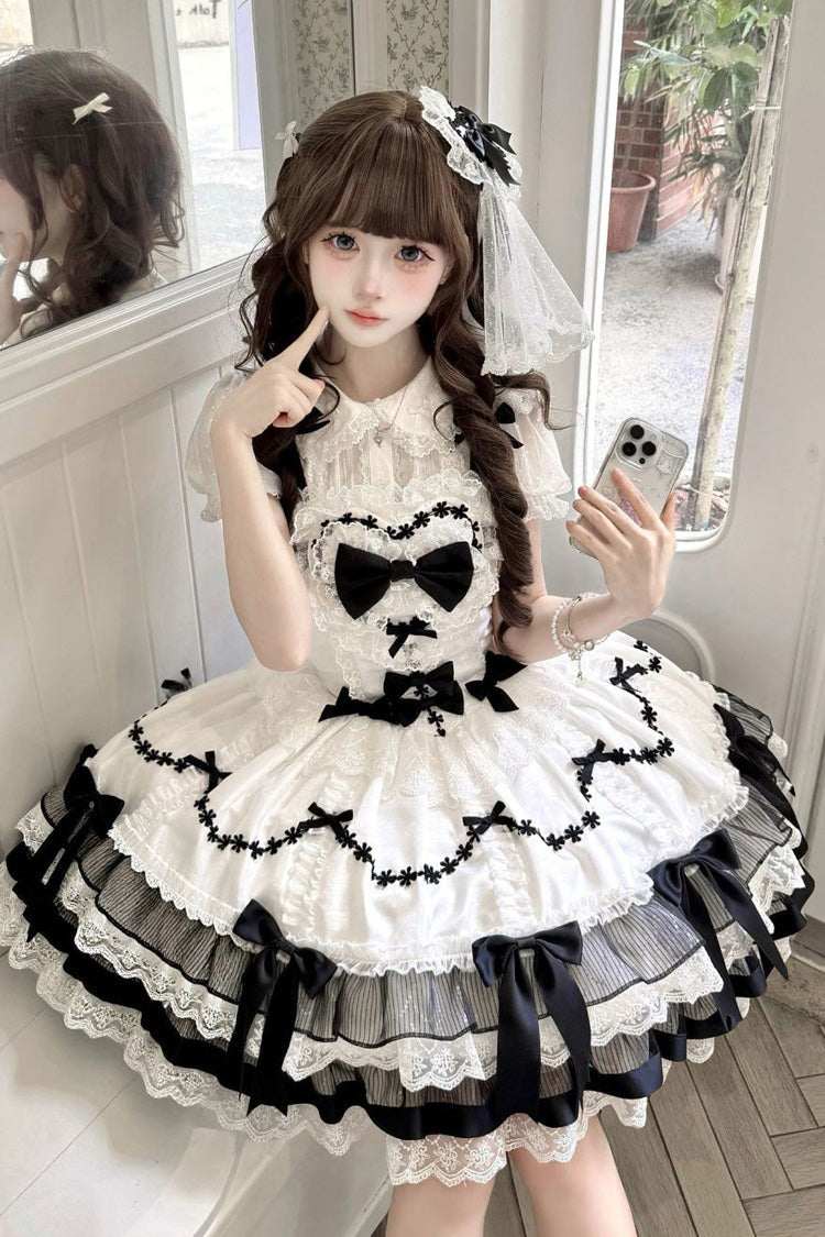 Scarlet Heart Cocoa Sleeveless Triple-Layered Ruffle Bow Lace JSK