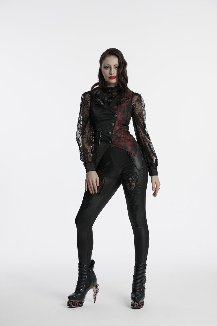 Embroidery Lace Asymmetric Gothic Sleeveless Vest