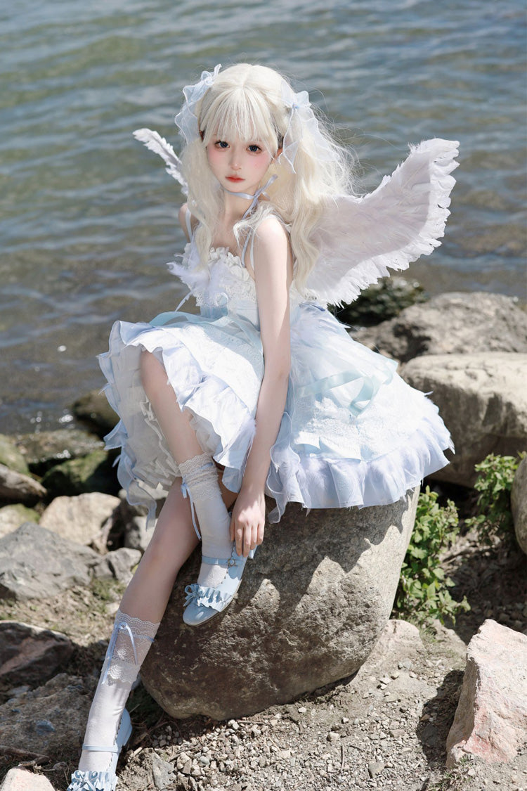 Wings Arrival Multilayer Ruffle Ballet Sweet Elegant Lolita Jumper Dress 3 Colors