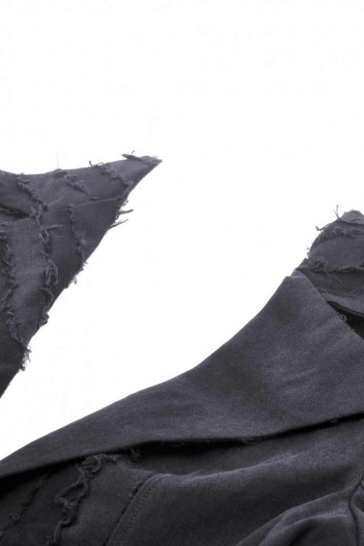 Peak Lapel Distressed Gothic Punk Coat with Belt
