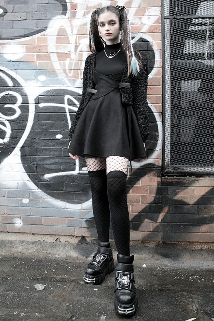 Steampunk Dress with Strap Buckle and High Waist for Women