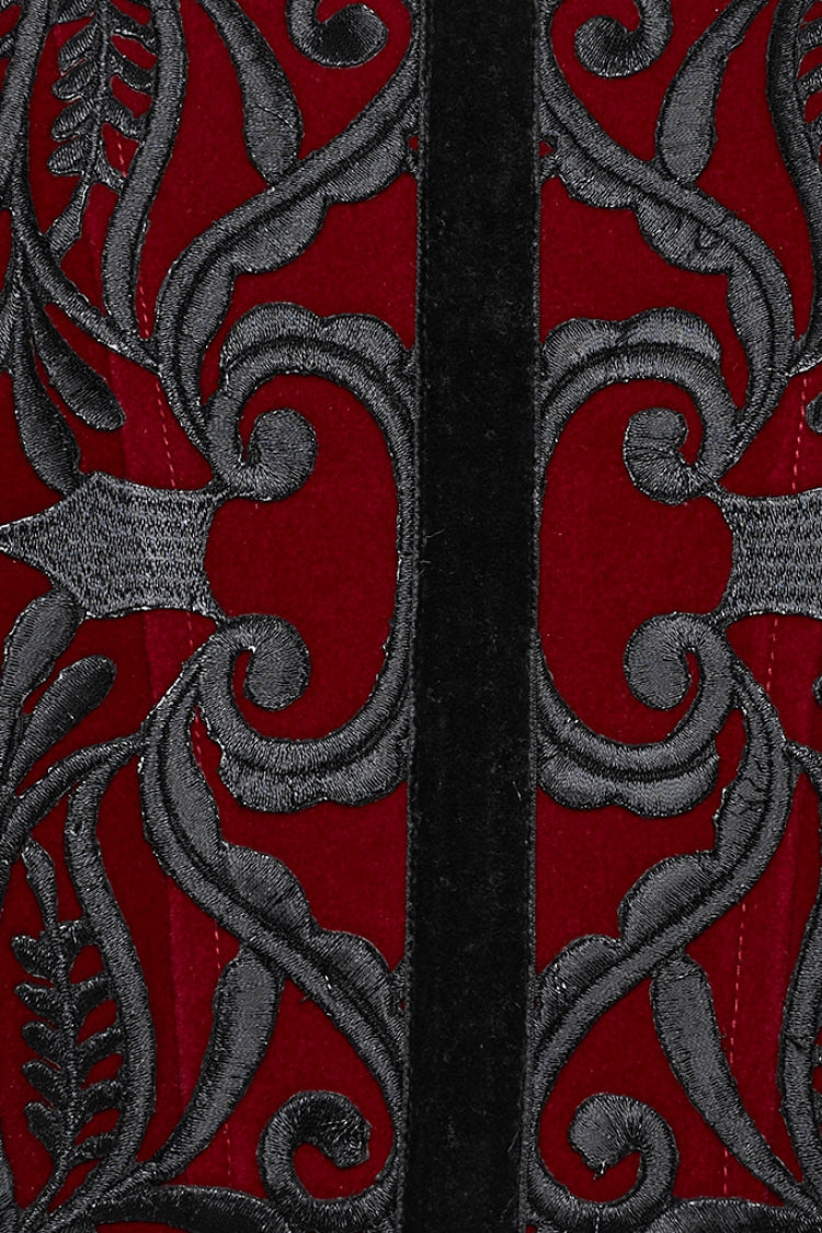 Gothic Corset with Lace-Up Zipper, Embroidered Women's Top