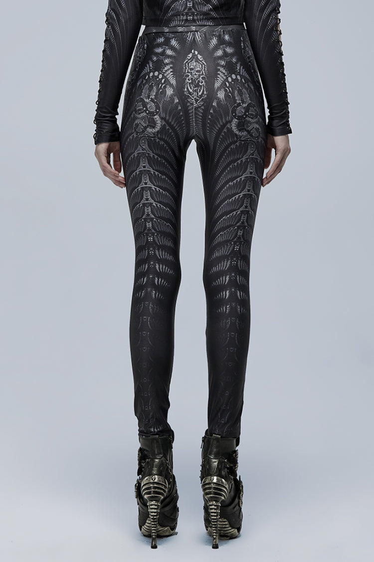 Skull Print Sheer Slim Gothic Leggings
