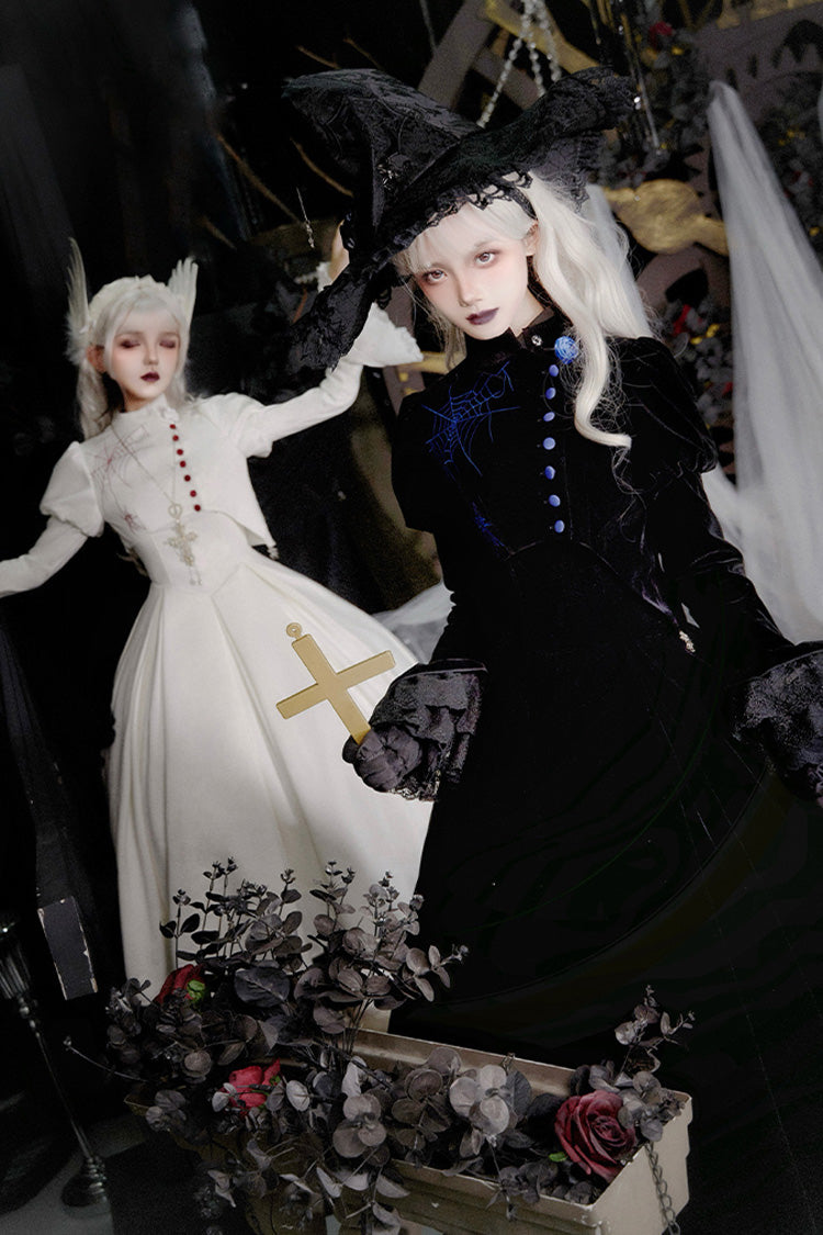 Gothic Corset Dress with Embroidery and Fishbone Detail - Night Poems, 2 Hues