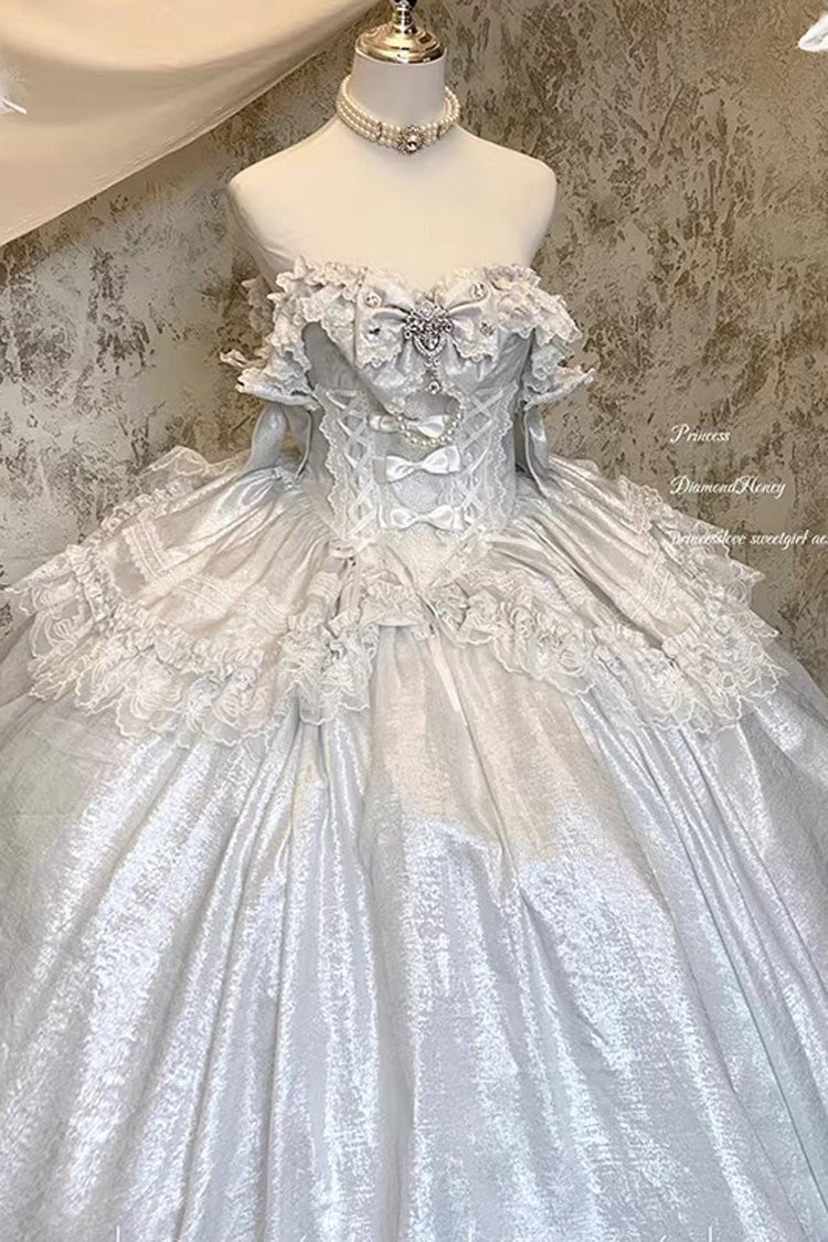 Sleeveless Ruffled Bow Strapless Elegant Lolita Gown