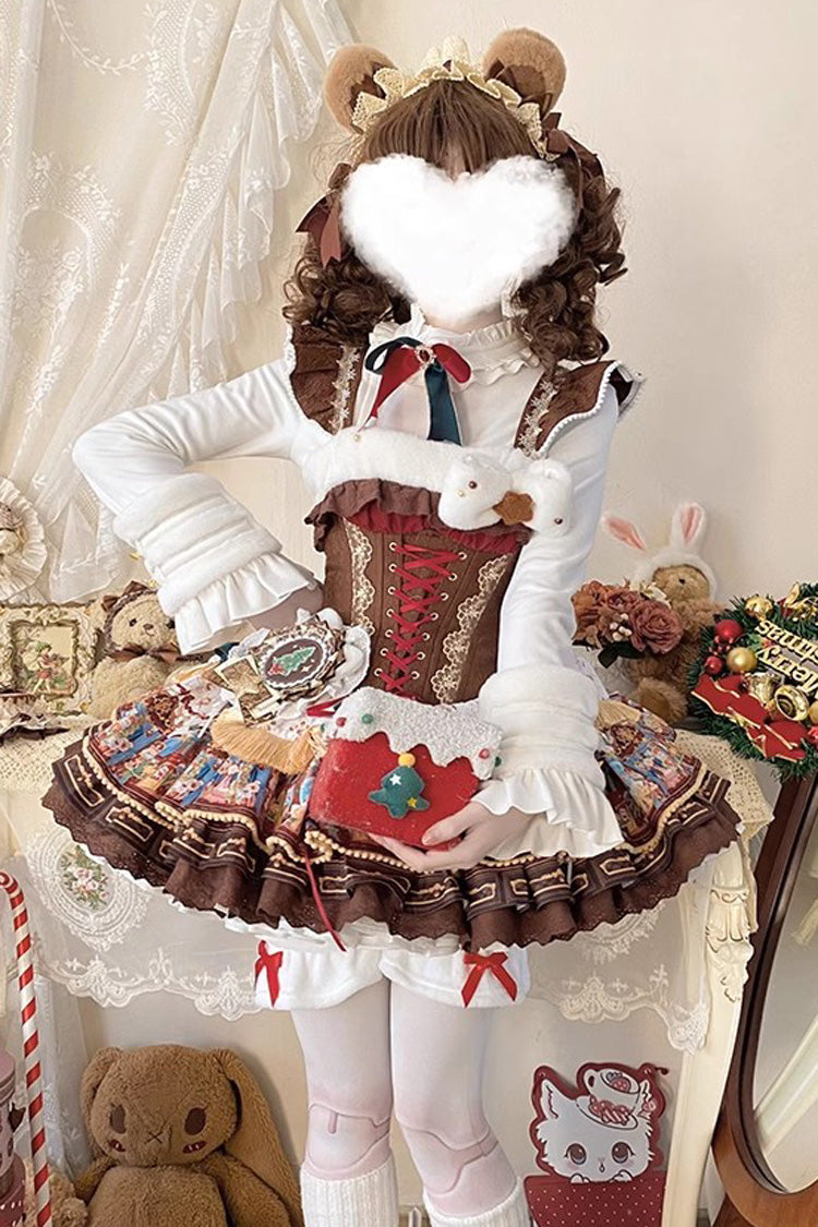 Candy House Multi-Layer Print Ruffle Lace-Up Ballet JSK